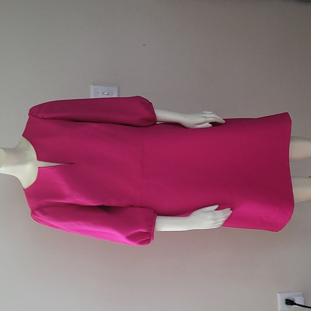 Lauren Ralph Lauren Fuchsia Puff Sleeve Midi Dress